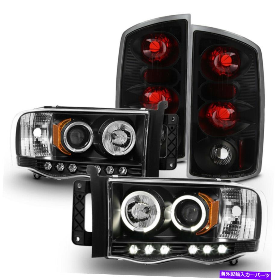 USテールライト ブラック2002-2005ダッジRAM 1500 LED Haloプロジェクターヘッドライト+テールライトランプ Black 2002-2005 Dodge Ram 1500 LED Halo Projector Headlights+Tail Lights Lamps【並行輸入品】｜Us Custom Parts Shop USDM