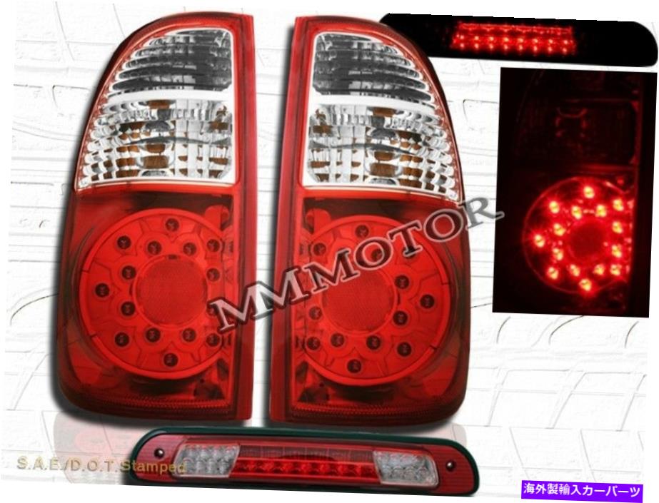 USテールライト 2005 06トヨタツンドラアクセスキャブSR5赤いLEDテールライト＆3RDブレーキライトレッド 2005 06 TOYOTA TUNDRA ACCESS Cab SR5 RED LED TAIL LIGHTS & 3rd Brake Light RED【並行輸入品】