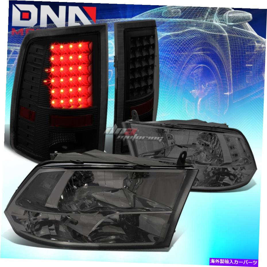 USテールライト スモークハウジングクリアサイドクワッドヘッドライト+ LED色合いテールランプフィット10~17 RAM SMOKED HOUSING CLEAR SIDE QUAD HEADLIGHT+LED TINTED TAIL LAMP FIT 10-17 RAM【並行輸入品】