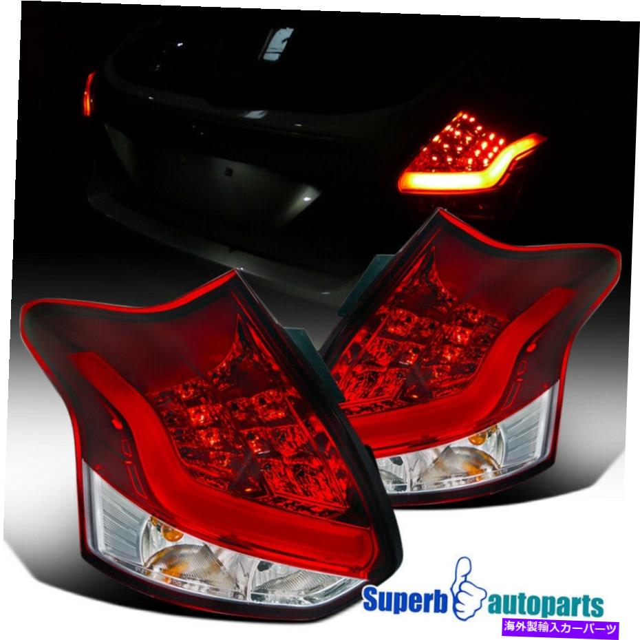 USテールライト 2012-2014フォーカス5 Dハッチバック赤LEDランプバーテールライトペア For 2012-2014 Ford Focus 5 D Hatchback Red LED Lamp Bar Tail Lights Pair【並行輸入品】