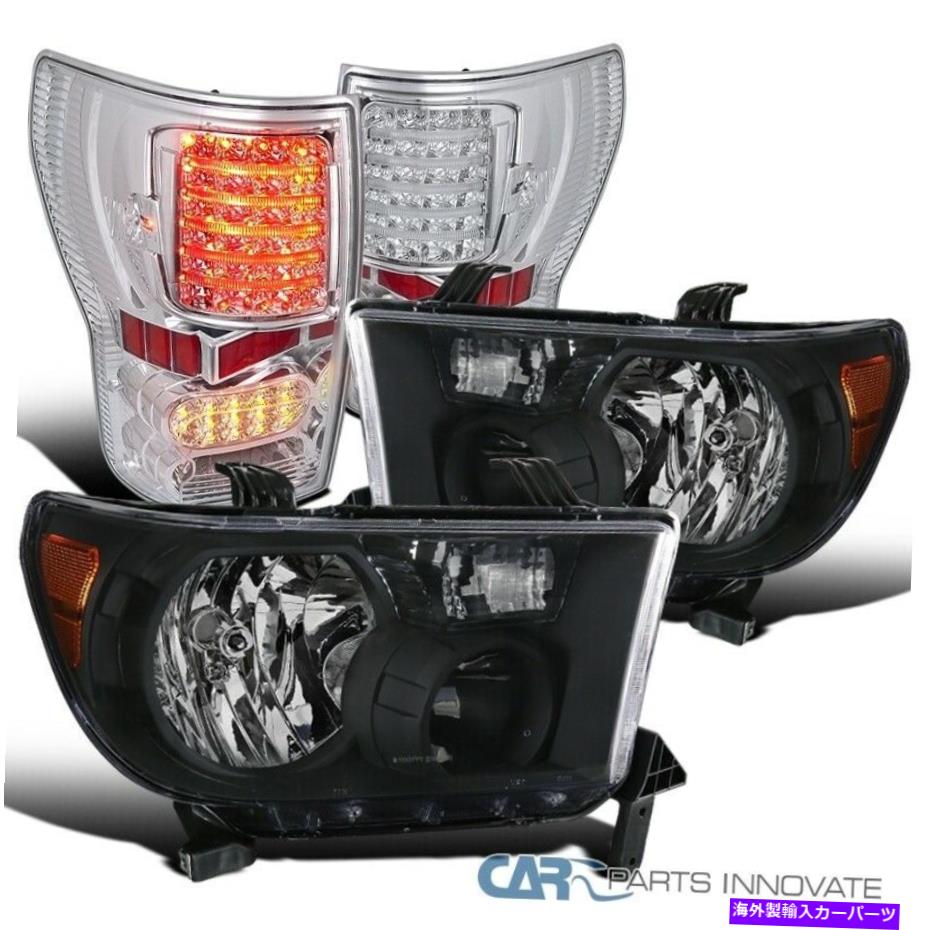 USテールライト 07-13 TOYOTA TUNDRAマットブラックヘッドライト+クリアテールライトリアブラケランプ For 07-13 Toyota Tundra Matte Black Headlights+Clear Tail Lights Rear BrakeLamps【並行輸入品】