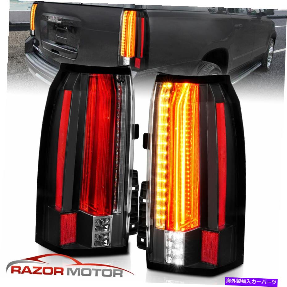 USテールライト 2015-2018 GMC Yukon / Yukon XL用フル機能LEDバーブラックテールライトペア 2015-2018 Full Function LED Bar Black Tail Lights Pair For GMC Yukon / Yukon XL【並行輸入品】