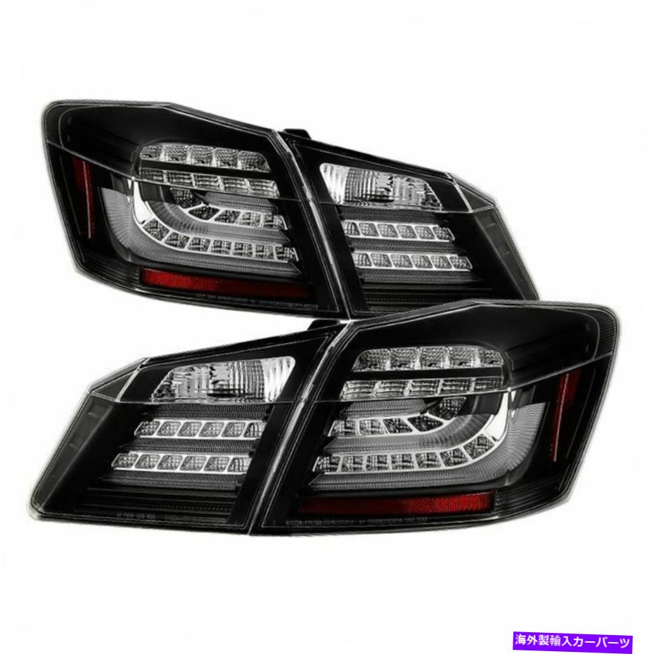 USテールライト スパイダー2013-2015ホンダアコードセダンLEDブラッククリアテールライトセット Spyder 2013-2015 Honda Accord Sedan LED Black Clear Tail Lights Set【並行輸入品】
