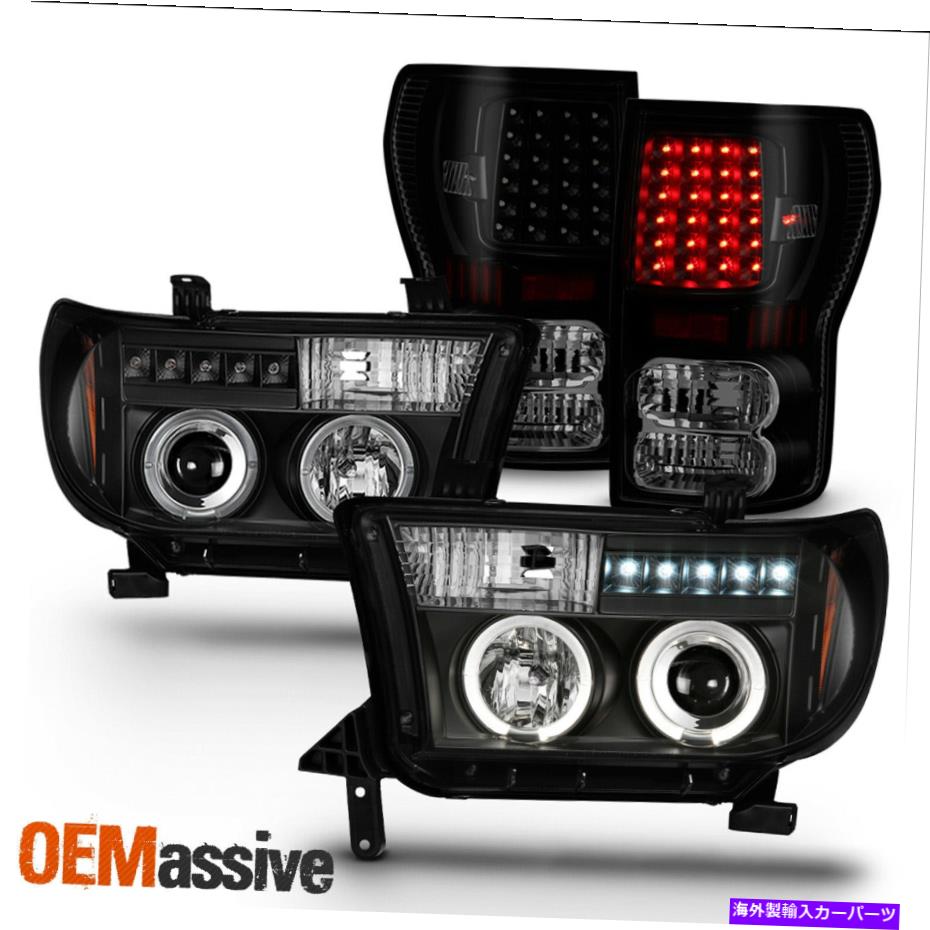 USテールライト FITS 2007-2013ツンドラブラックハロープロジェクターLEDヘッドライト+煙LEDテールランプ Fits 2007-2013 Tundra Black Halo Projector LED Headlights + Smoke LED Tail Lamp【並行輸入品】|Us Custom Parts Shop USDM