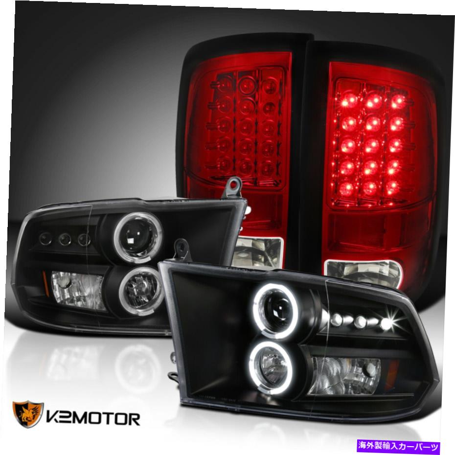 USテールライト ブラック09-18 RAM 1500 2500 3500デュアルハロープロジェクターLEDヘッドライト+レッドテールランプ Black 09-18 Ram 1500 2500 3500 Dual Halo Projector LED Headlights+Red Tail Lamps【並行輸入品】｜Us Custom Parts Shop USDM