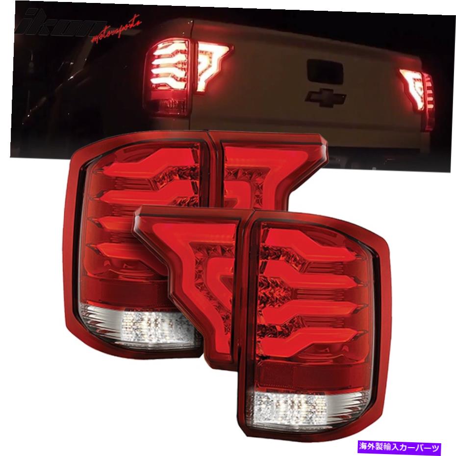 USテールライト フィット14-19 Silverado 1500 2500 3500 HD LEDテールライト赤レンズクロームハウジング Fits 14-19 Silverado 1500 2500 3500 HD LED Tail Lights Red Lens Chrome Housing【並行輸入品】