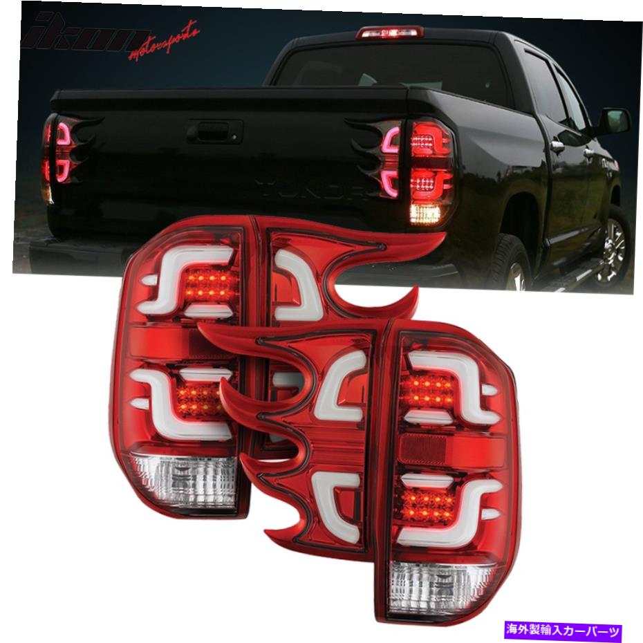 USテールライト フィット14-16トヨタツンドラ交換LEDテールライトクリアレンズレッドハウジング4ピース Fits 14-16 Toyota Tundra Replacement LED Tail lights Clear Lens Red Housing 4PC【並行輸入品】