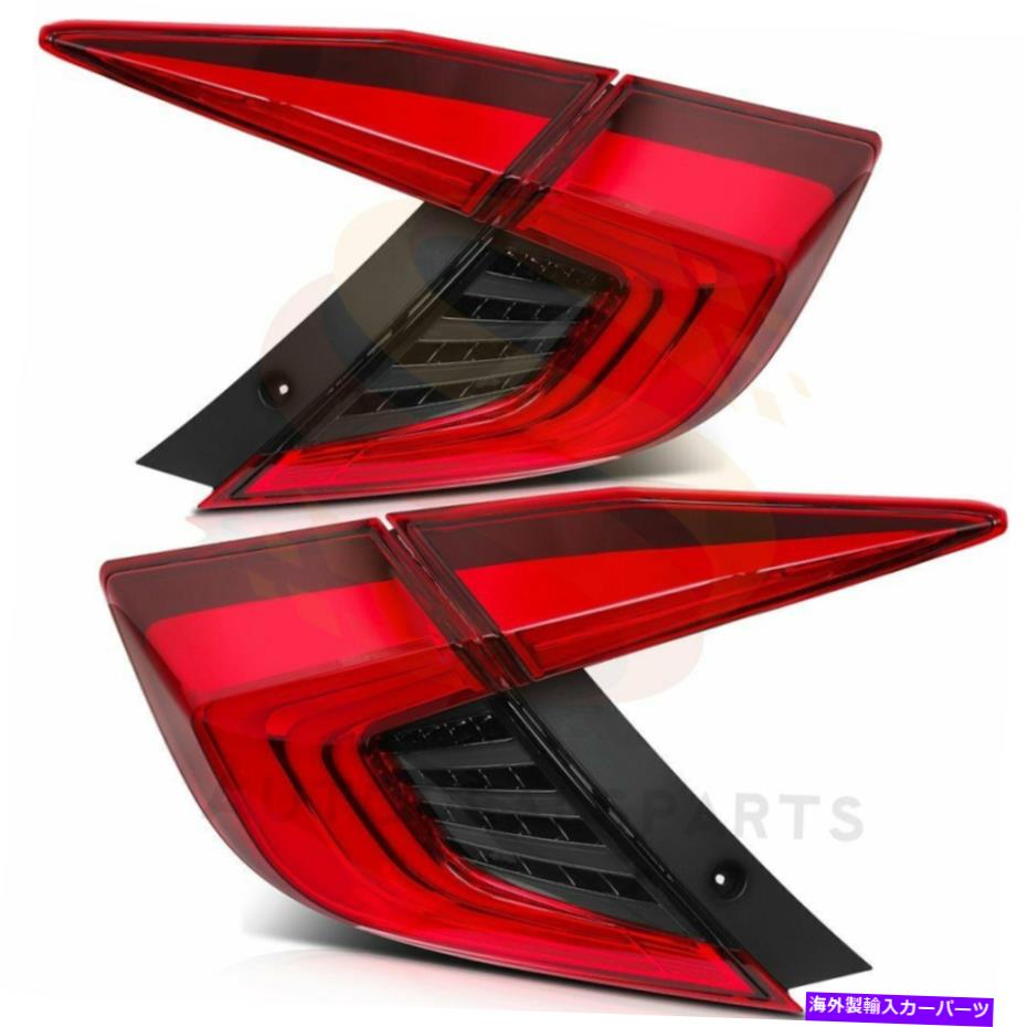 USテールライト 2016年2017ホンダシビック10th Gen Rea Lamp Smoked＆Black 4PCS LEDテールライト For 2016 2017 Honda Civic 10th Gen Rear Lamp Smoked & Black 4PCS LED Tail Lights【並行輸入品】