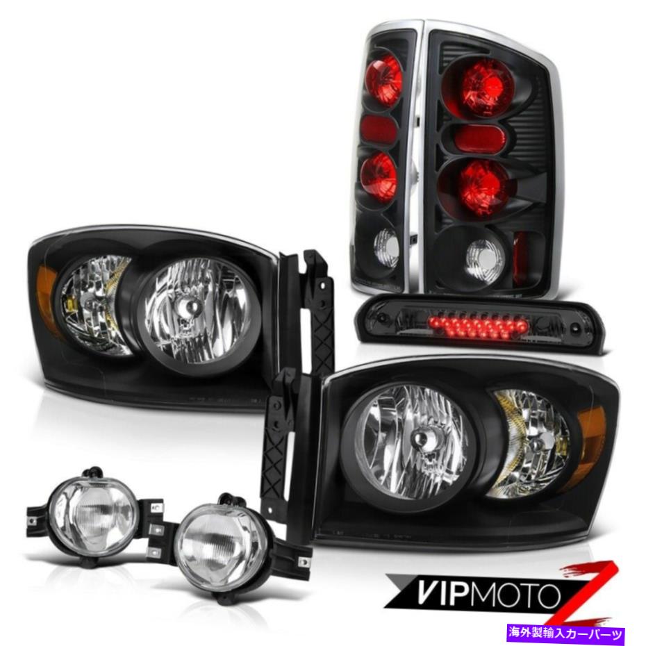 USテールライト 06ダッジRAMブラックヘッドライトシグナルテールライトクロムフォグ3RDブレーキ貨物LED 06 Dodge Ram Black Headlights Signal Tail Light Chrome Fog 3rd Brake Cargo LED【並行輸入品】