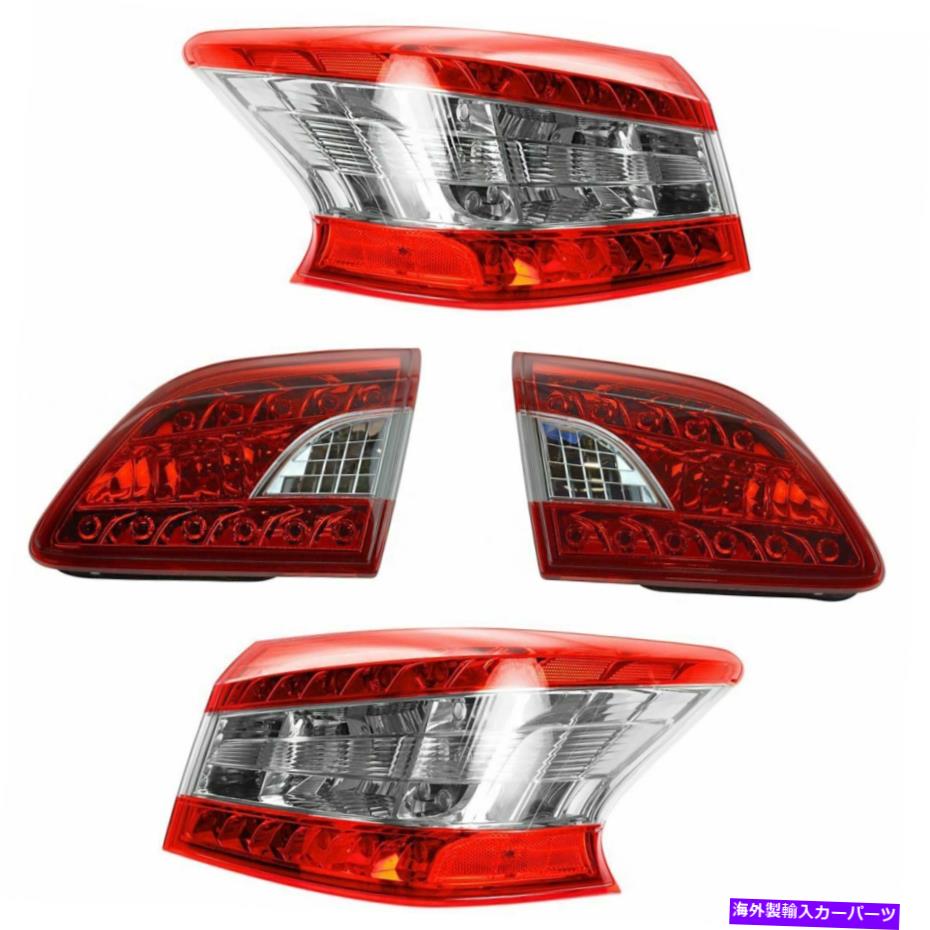 USテールライト テールライトランプの内側の外側のLHのKit 4の13-15日産Sentra Newのための4セット Tail Light Lamp Inner Outer LH RH Kit Set of 4 for 13-15 Nissan Sentra New【並行輸入品】