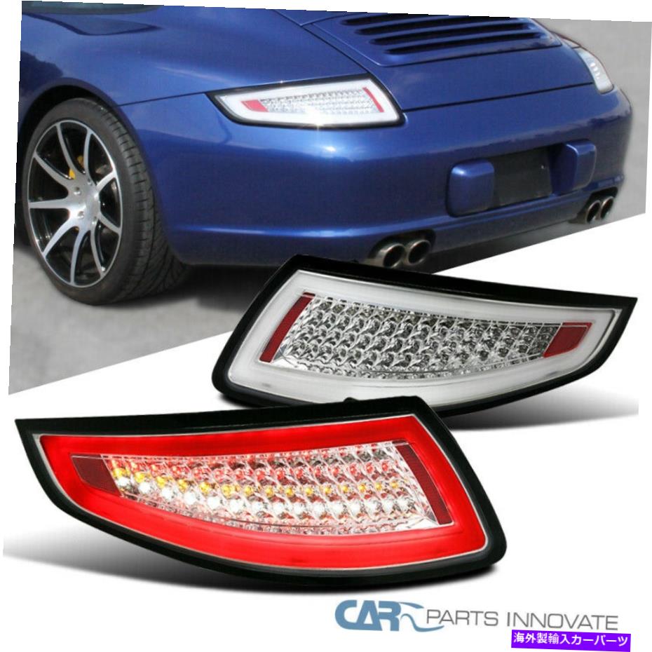 USテールライト 05-08 Porsche 911 997 GT3 GT2ターボ・カレラタラガのクリアLEDチューブテールライト For 05-08 Porsche 911 997 GT3 GT2 Turbo Carrera Targa Clear LED Tube Tail Lights【並行輸入品】
