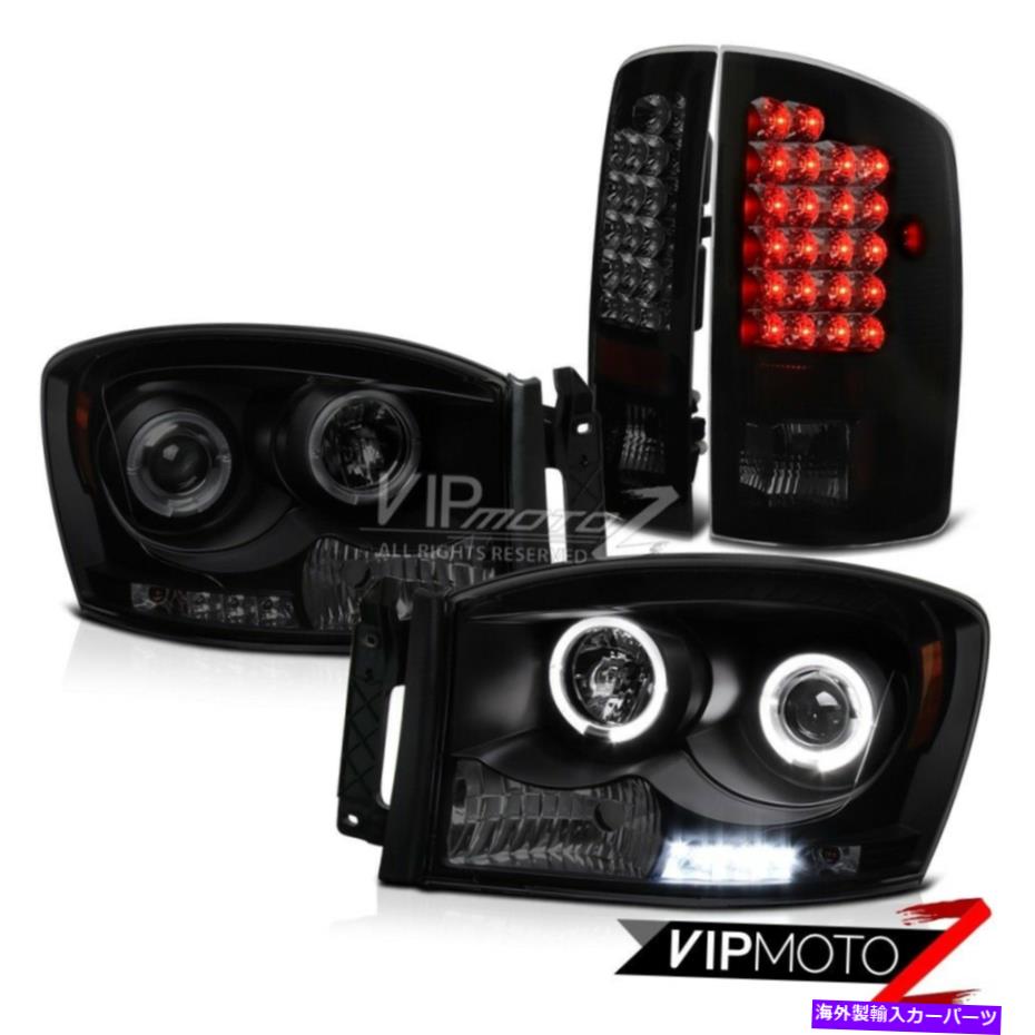 USテールライト 2007-2008ドッジRAM「SINISTER BLACK」煙Halo LED D.R.Lヘッドライトテールランプ 2007-2008 Dodge Ram \