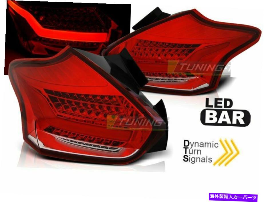 USテールライト LEDテールライトフォードフォーカス3 15-18ハッチバック赤ホワイトシーケンシャルインジケータCA LED Tail Lights FORD Focus 3 15-18 Hatchback Red White Sequential indicators CA【並行輸入品】