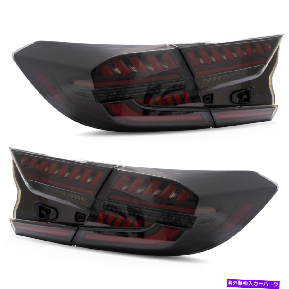 USテールライト 18-20のホンダの共同体のためのカスタムスモークファイバーLEDの順次張力 Custom SMOKE Fiber Optic LED Sequential Taillights for 18-20 Honda Accord【並行輸入品】