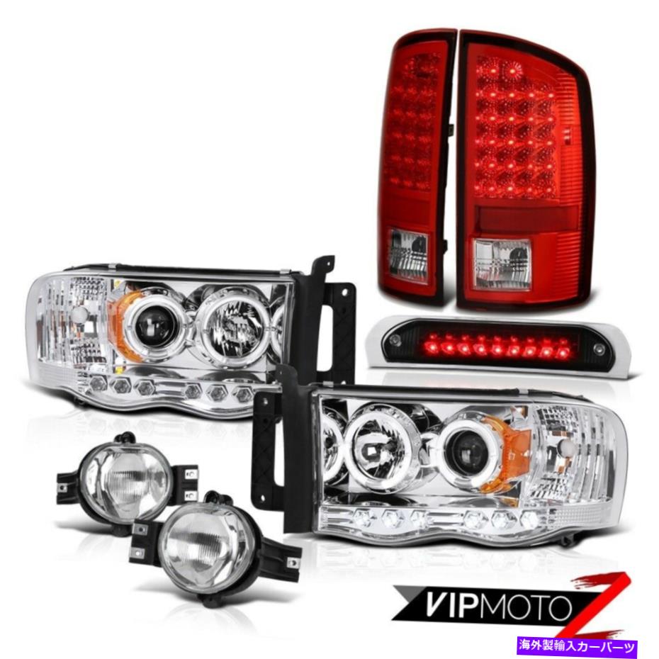 USテールライト 02-05 RAMヘミクリスタルハローLEDヘッドライトレッドテールライトフォグランプハイブレーキ 02-05 Ram Hemi Crystal Halo LED Headlights Red Tail Lights Foglamps High Brake【並行輸入品】