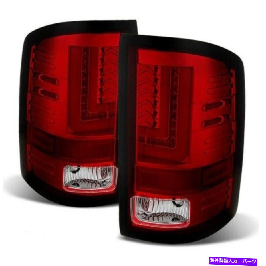 USテールライト GMC 14-17シエラ1500 15-17 2500HD 3500HD LEDチューブ赤クリアテールブレーキライト GMC 14-17 Sierra 1500 15-17 2500HD 3500HD LED Tube Red Clear Tail Brake Lights【並行輸入品】