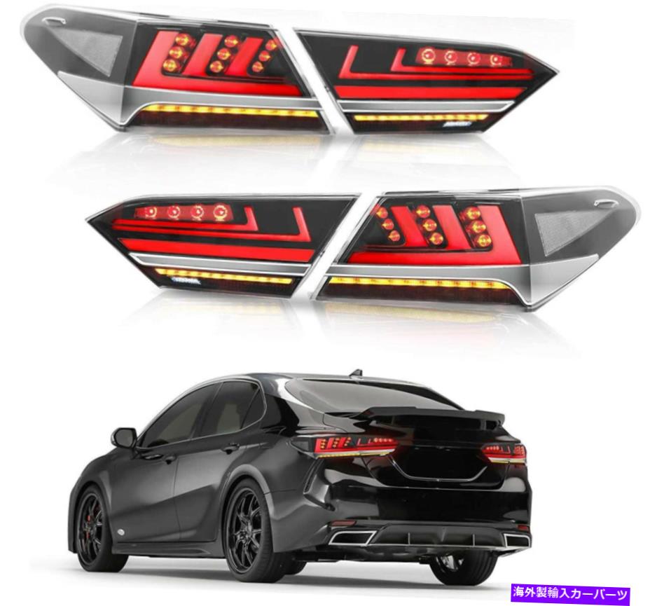 USテールライト トヨタCAMRY 2018- 2021スタートアップアニメーションの4ピースLEDスモークテールライト 4PCS LED Smoked Tail Lights For Toyota Camry 2018- 2021 Start-up Animation【並行輸入品】