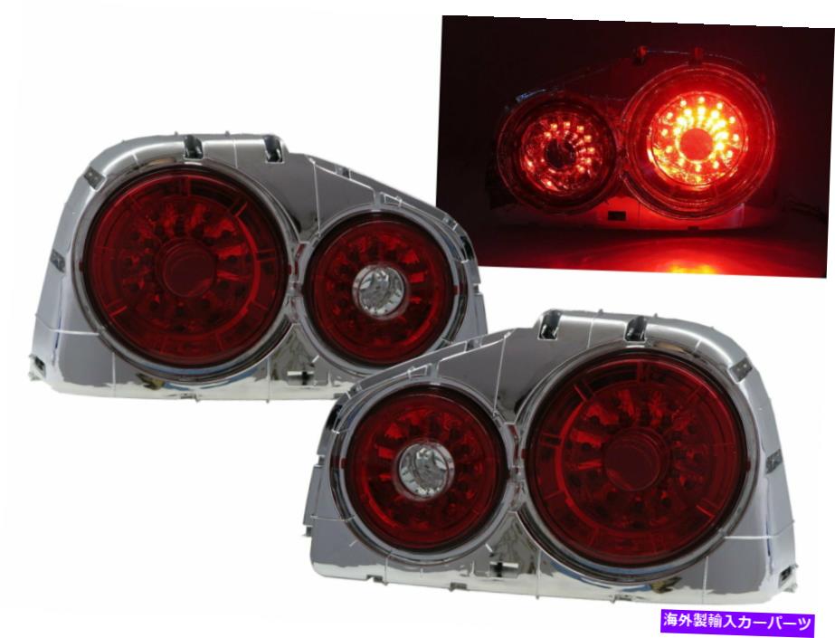USテールライト 日産のためのスカイラインR34 1999-2002クーペ2D LEDテールリアライト赤/クロム Skyline R34 1999-2002 Coupe 2D LED Tail Rear Light Red/Chrome for NISSAN【並行輸入品】