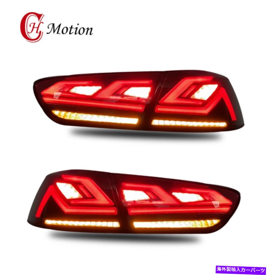 USテールライト LEDテールライトは三菱LANCER 2008-2017 EVO Xスモーク4ピースリアランプのためのフィット LED Tail Lights Fits For Mitsubishi Lancer 2008-2017 EVO X Smoked 4Pcs Rear Lamp【並行輸入品】