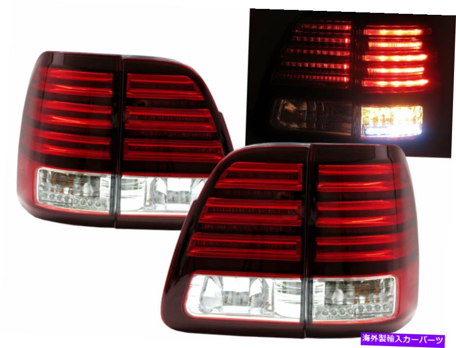 USテールライト 土地クルーザーFJ100 1998-2007 5D LEDテールリアライト赤/クリア LAND CRUISER FJ100 1998-2007 5D LED Tail Rear Light Red/Clear for TOYOTA【並行輸入品】