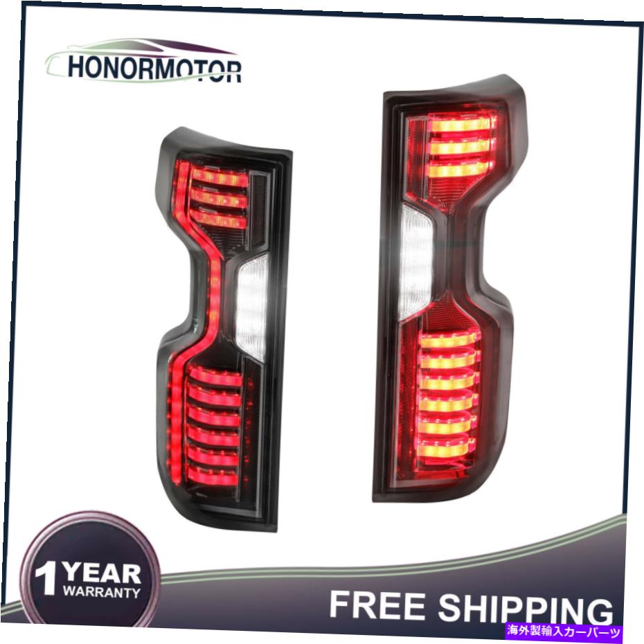 USテールライト 2倍赤クリアLEDテールライトリア19-21シボリーシルバードブレーキランプスモークランプ 2X Red Clear LED Tail Lights Rear For 19-21 Chevy Silverado Brake Lamps Smoked【並行輸入品】