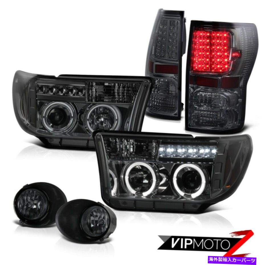 USテールライト Haloプロジェクタースモークヘッドライト+ ledテールライト+フォグランプは07-2013トヨタツンドラ Halo Projector Smoke Headlight+LED Tail Light+Fog Lamp For 07-2013 Toyota Tundra【並行輸入品】
