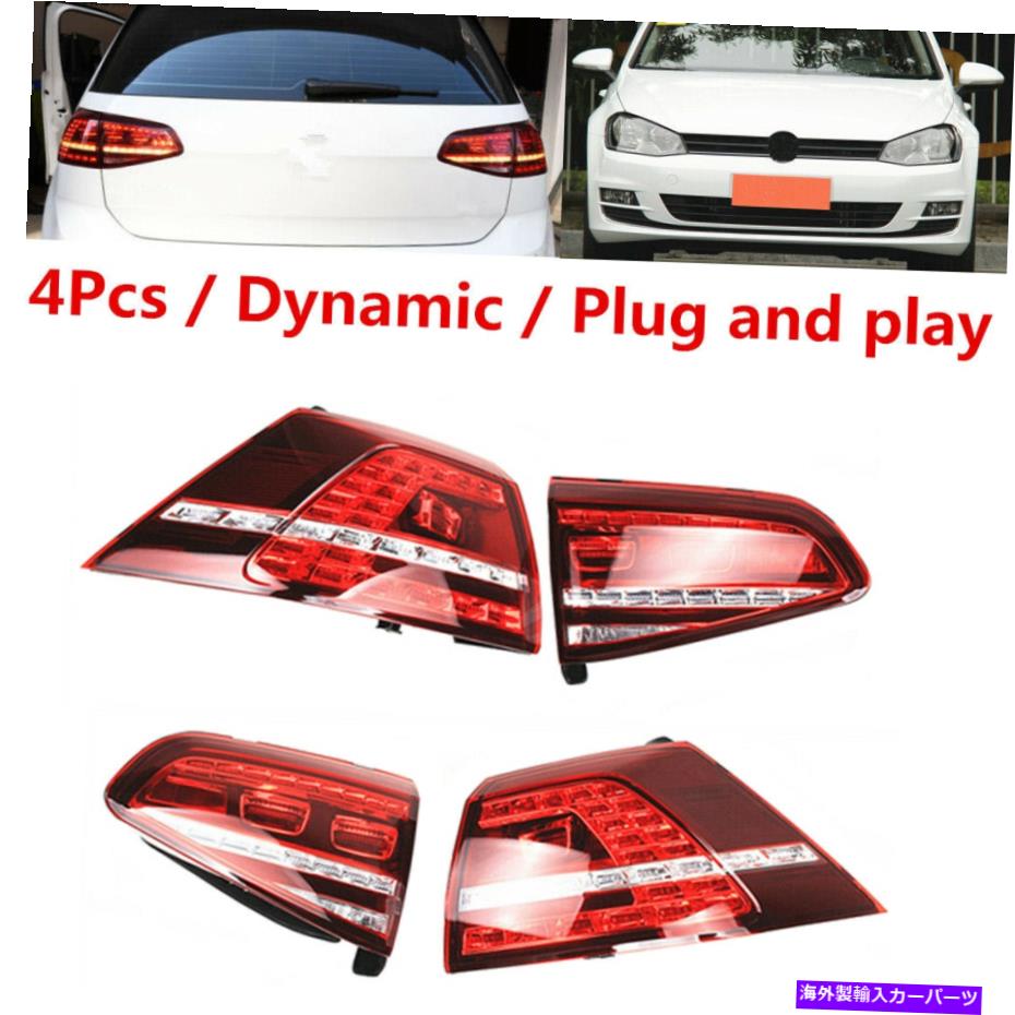 USテールライト 2014-2016 VWゴルフGTI R GTD MK7セットダークレッドダイナミックLEDテールライトライトを設定 Fit For 2014-2016 VW Golf GTI R GTD MK7 Set Dark Red Dynamic LED Tail Light Lamp【並行輸入品】