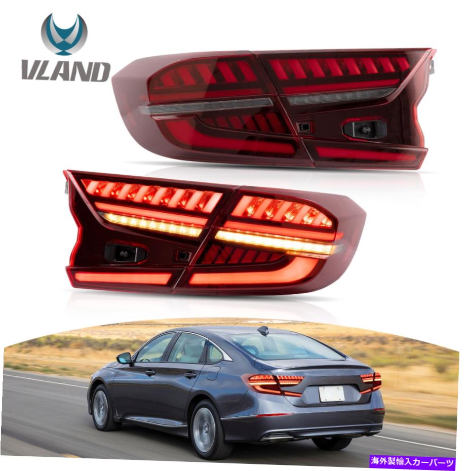 USテールライト 2018年から2020年のホンダアコードのための赤＆白のLED逐次的な標準的な標準的な代替交換 Red&White LED Sequential Singal Taillight Replacement For 2018-2020 HONDA ACCORD【並行輸入品】