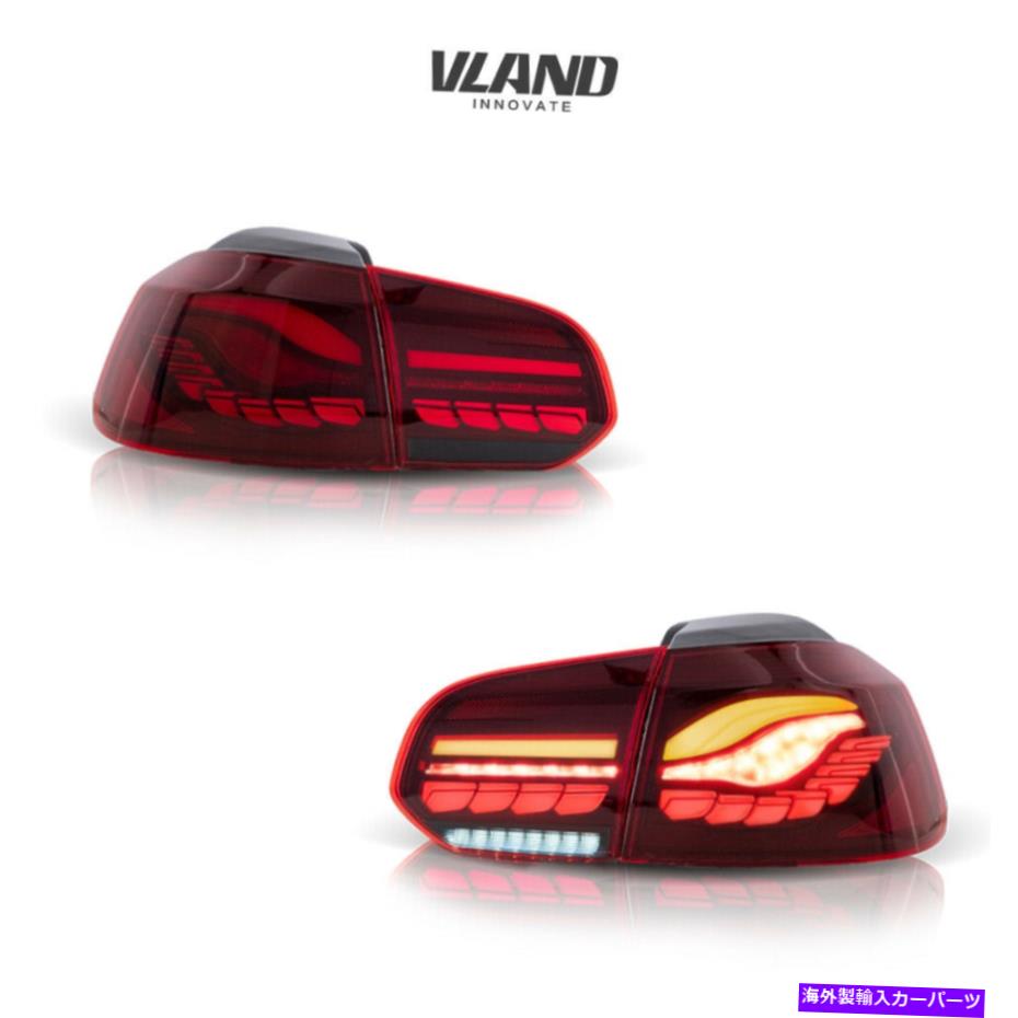 USテールライト VW Golf MK6 GTI R 2010-2014桜の赤い背面ライトのためのVland LEDテールライトフィット VLAND LED Tail Lights Fits For VW GOLF MK6 GTI R 2010-2014 Cherry Red Rear Light【並行輸入品】