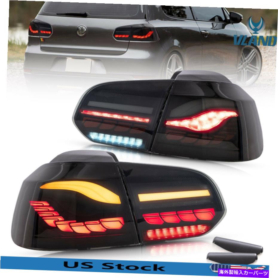 USテールライト VWランドLEDの煙のリアテールライトVWフォルクスワーゲンゴルフ6 MK 6 GTI 2010-2014セット VLAND LED Smoke Rear Tail Lights For VW Volkswagen Golf 6 MK 6 GTI 2010-2014 Set【並行輸入品】