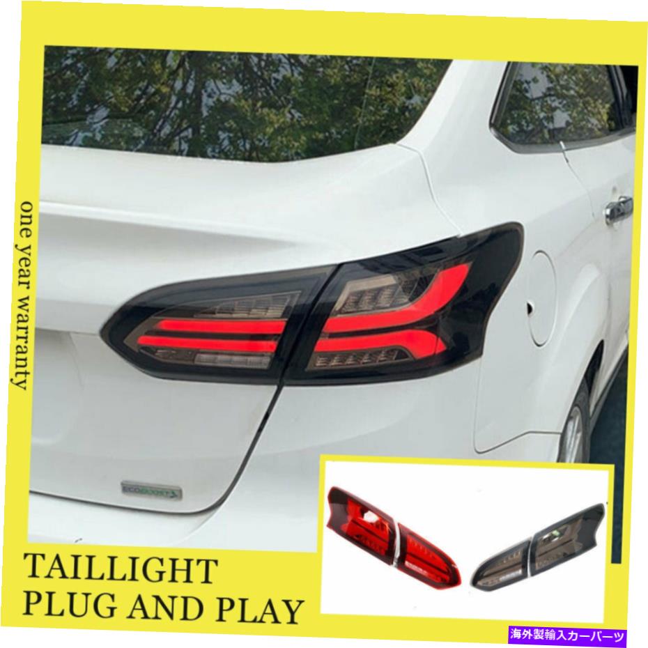 USテールライト フォードフォーカスLED Taillightアセンブリ2015-2018暗/赤LEDリアランプ For Ford focus LED Taillights Assembly 2015-2018 Dark/Red LED Rear Lamps【並行輸入品】