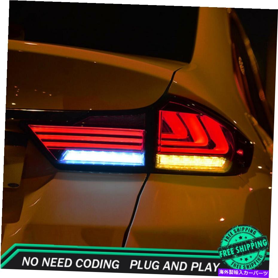USテールライト 新ホンダシティLED Taillight 2015-2017ダークまたは赤色のLED後部ランプダイナミック New For Honda City LED Taillights 2015-2017 Dark Or Red LED Rear Lamps Dynamic【並行輸入品】