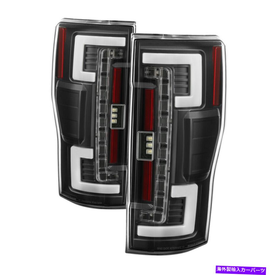USテールライト 17-18フォードF250 / F350スーパーダッキブラックLEDチューブテールブレーキライト左右セット 17-18 Ford F250/F350 SuperDuty Black LED Tube Tail Brake Lights Left & Right Set【並行輸入品】