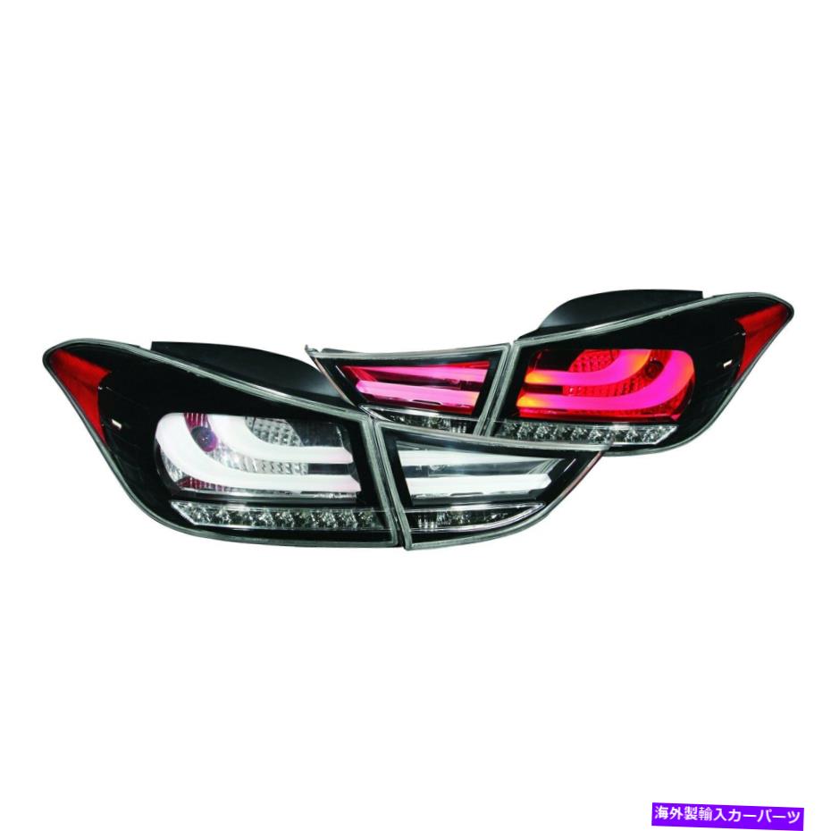 USテールライト Hyundai Elantra 2011-2013 Anzo黒繊維光学LEDテールライト For Hyundai Elantra 2011-2013 Anzo Black Fiber Optic LED Tail Lights【並行輸入品】