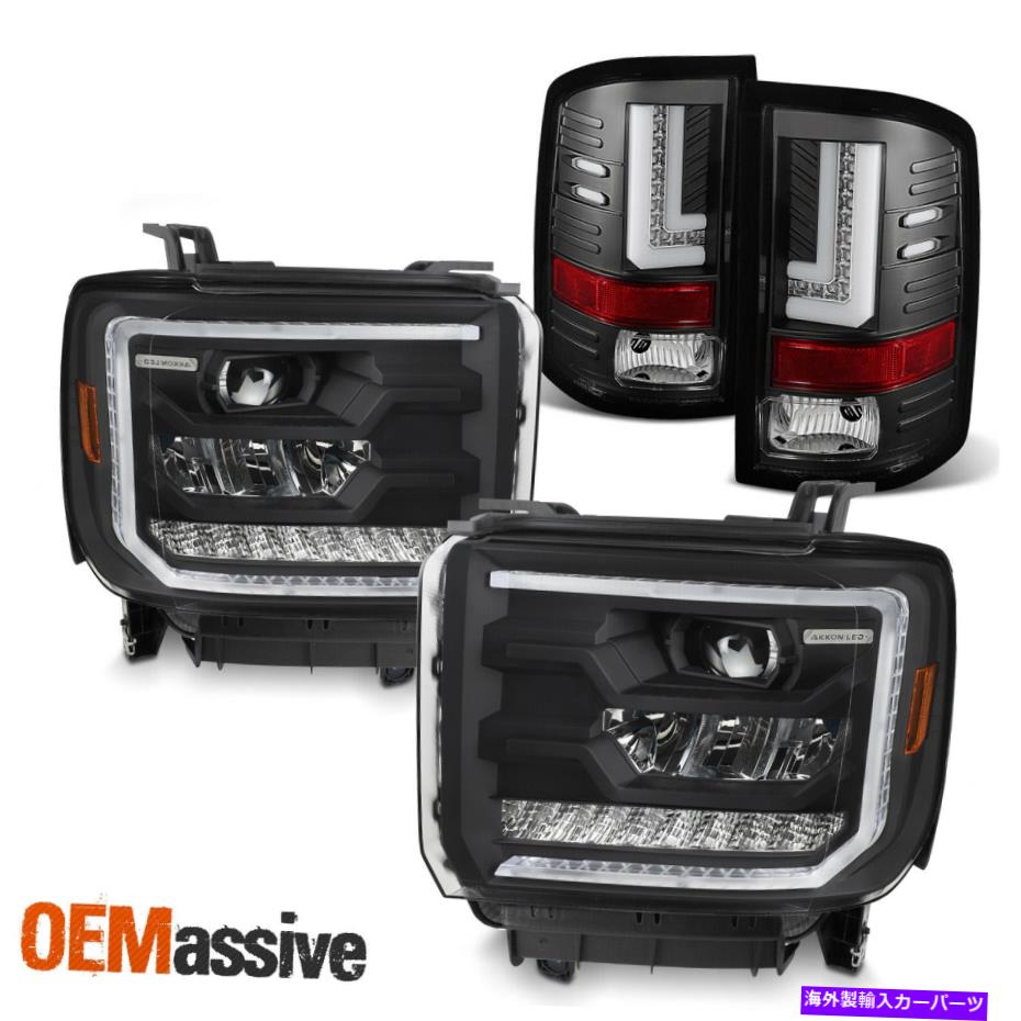 USテールライト フィット14-18 GMCシエラLED順次ブラックプロジェクターヘッドライト+テールランプセット Fits 14-18 GMC Sierra LED Sequential Black Projector Headlights + Tail Lamps Set【並行輸入品】｜Us Custom Parts Shop USDM