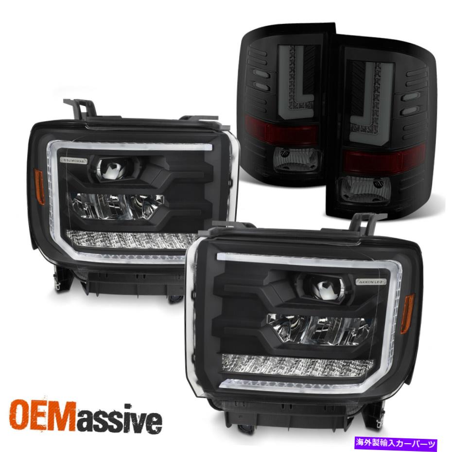 USテールライト フィット14-18 GMCシエラLEDチューブブラックプロジェクターヘッドライト+スモークテールランプ Fits 14-18 GMC Sierra LED Tube Black Projector Headlights + Smoke Tail Lamps【並行輸入品】 106,199円