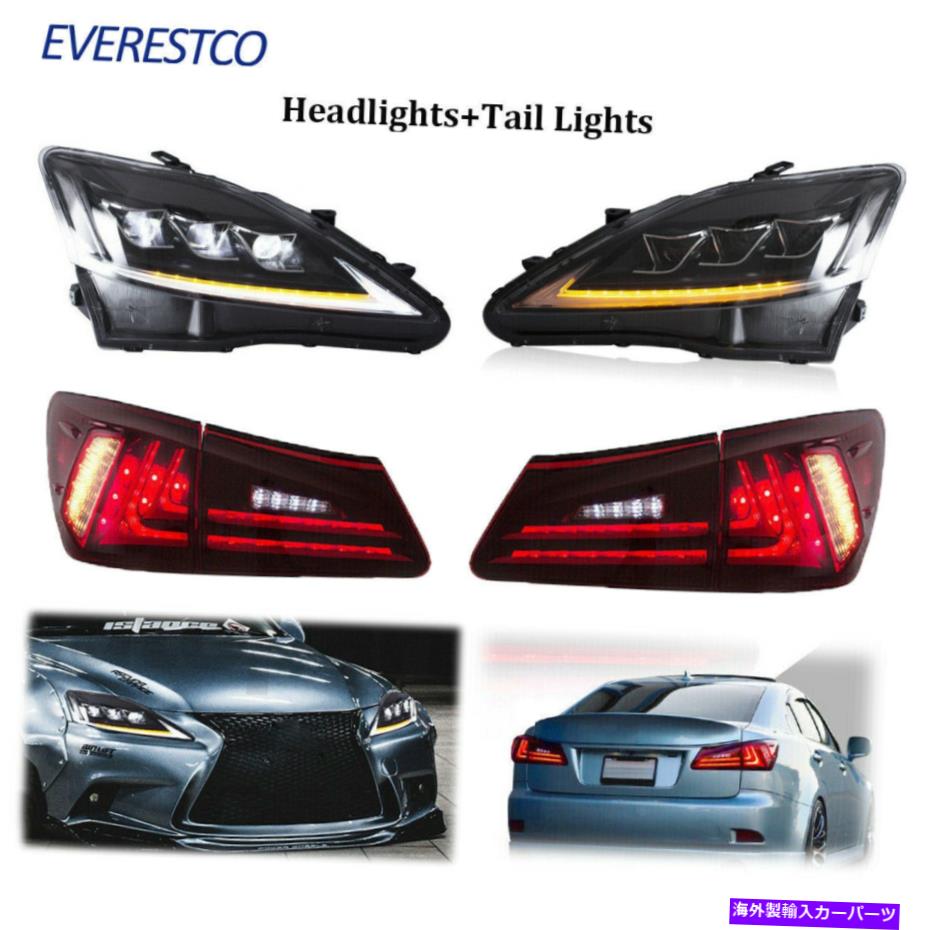 USテールライト 2対フルLEDヘッドライト＆テールライト（赤）は06-12 LEXUS IS250 350 ISF 2 Pairs Full LED Headlights & Tail lights (Red) For 06-12 Lexus IS250 350 ISF【並行輸入品】