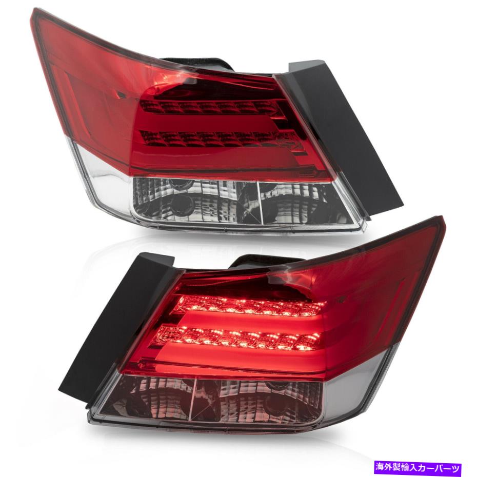 USテールライト 08-12ホンダアコードのためのLEDランニングライトが付いているカスタマイズされた赤いクリアテールライト Customized RED CLEAR Tail Lights with LED RUNNING LIGHT for 08-12 Honda Accord【並行輸入品】