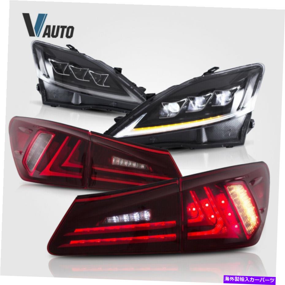 USテールライト Vland Pair Red Taillight＆Headlight lexus is250 ISF 2006-2012 VLAND Pair Red Tail Lights & Headlights Fit For Lexus IS250 IS350 ISF 2006-2012【並行輸入品】