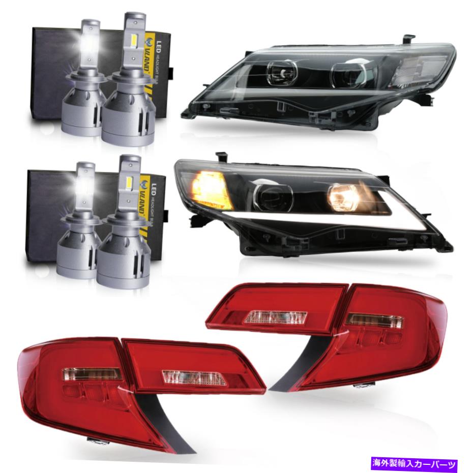 USテールライト LEDヘッドライト+赤色LED Taillights + 2対H7 LED電球は、トヨタカムリ LED Headlights + Red LED Taillights+2 Pair H7 LED Bulbs for 12-14 Toyota Camry【並行輸入品】
