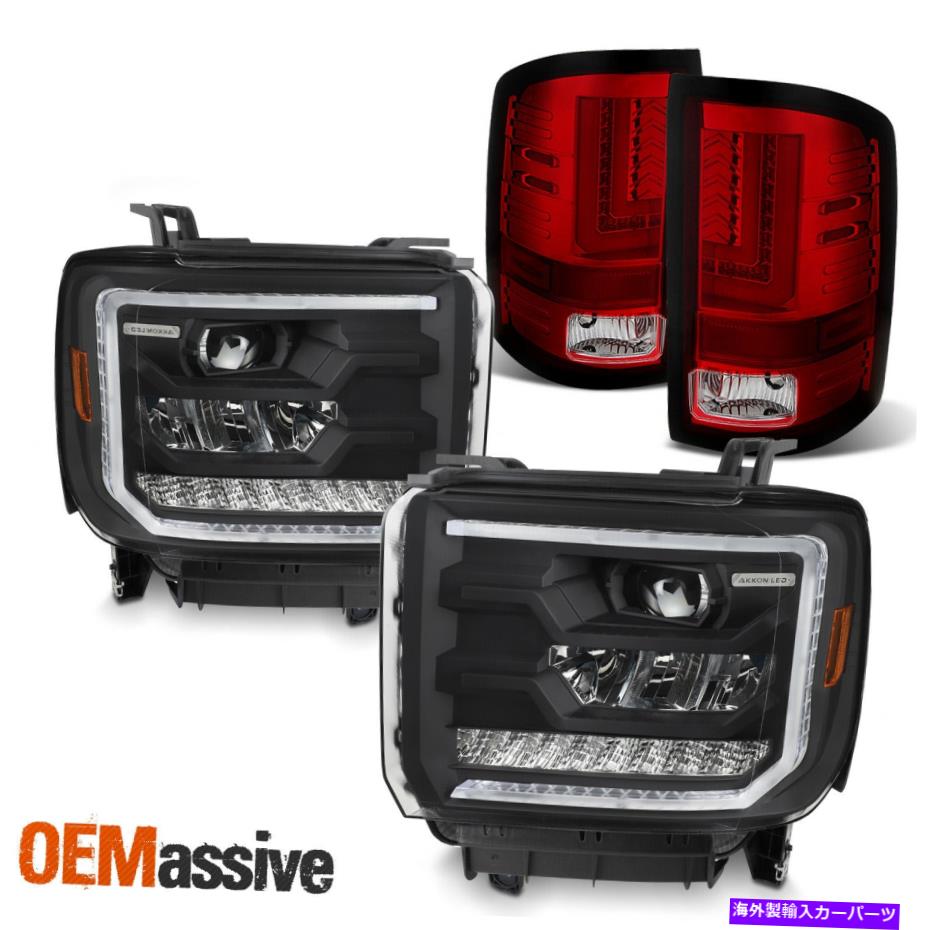 USテールライト フィット14-18 GMCシエラLEDライトチューブプロジェクターヘッドライト+赤いLEDテールランプ Fits 14-18 GMC Sierra LED Light Tube Projector Headlights + Red LED Tail Lamps【並行輸入品】|Us Custom Parts Shop USDM
