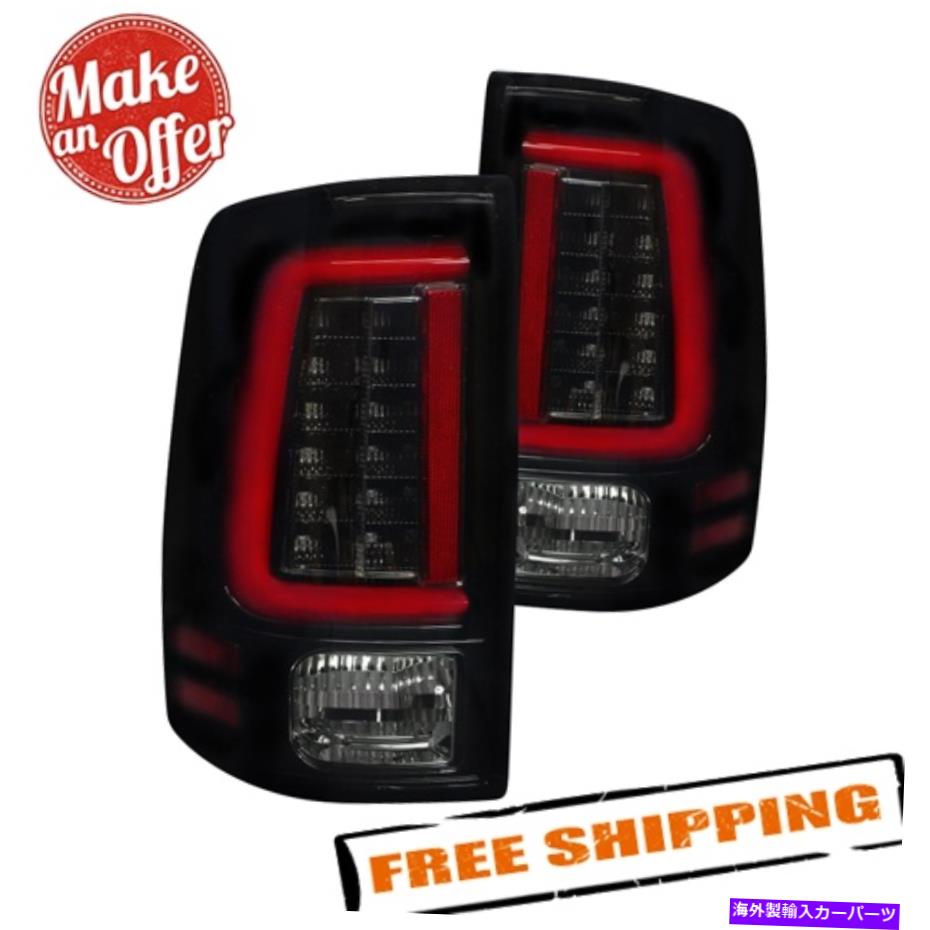 USテールライト 13-17のDodge RamのためのRecon 264336BK黒赤/煙の光ファイバーLEDテールライト Recon 264336BK Black Red/Smoke Fiber Optic LED Tail Lights for 13-17 Dodge Ram【並行輸入品】