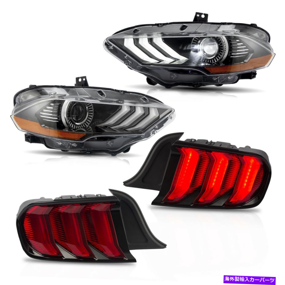 USテールライト カスタマイズされたフルLEDのヘッドライト+ 2018-2020フォードマスタングのための赤いテールライト Customized FULL LED Headlights + RED Taillights for 2018-2020 Ford Mustang【並行輸入品】