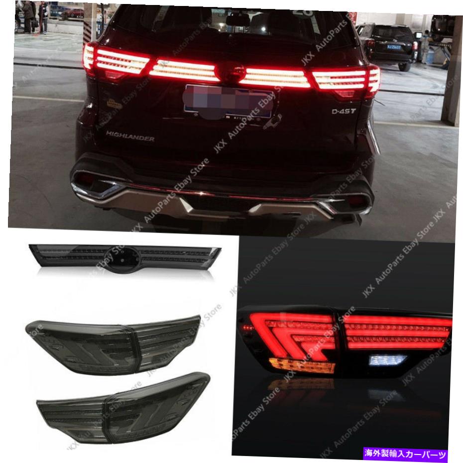 USテールライト Toyota Highlander 2014-2016用ブラックLEDリアタライャム＆統合ブレーキランプK Black LED Rear TailLamp&Integrated Brake Lamp k For Toyota Highlander 2014-2016【並行輸入品】