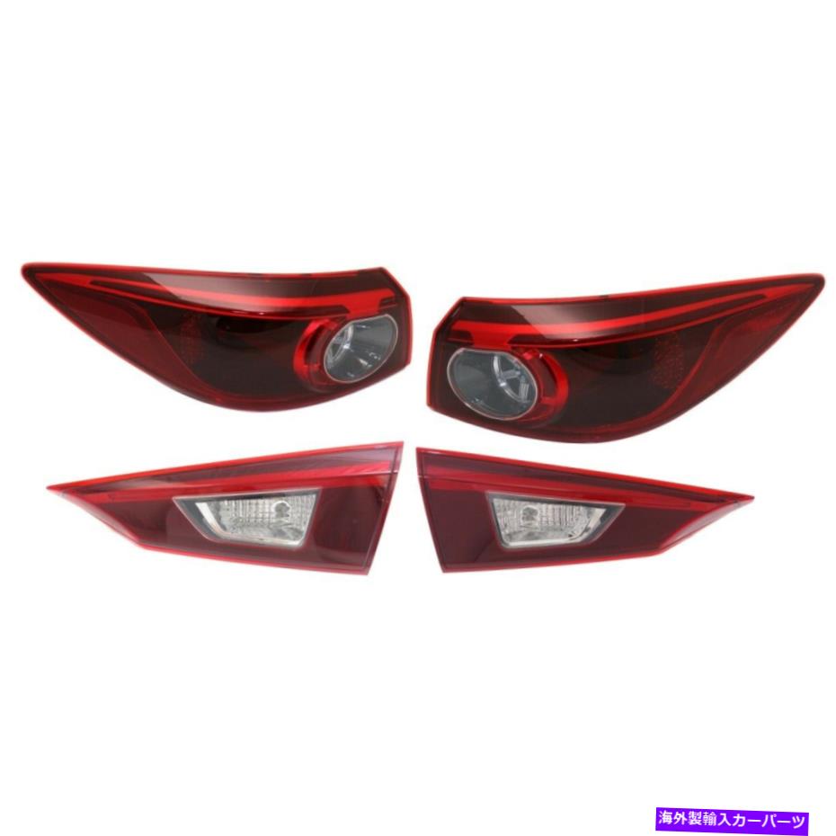 USテールライト 2014年マツダ3ドライバーと助手席側の内側と外側のセットのテールライト4 Tail Light For 2014 Mazda 3 Driver and Passenger Side Inner and Outer Set of 4【並行輸入品】