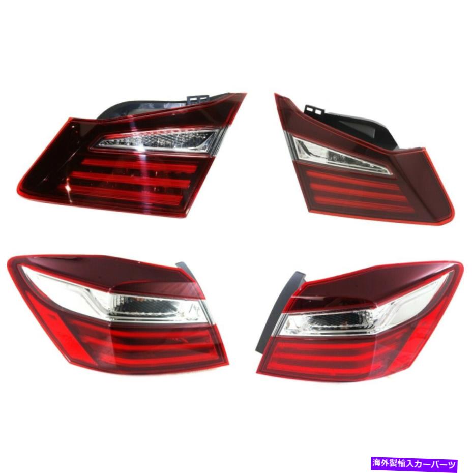 USテールライト 4テールライトランプのセットは、Seda AccordのためのセダンLH＆RHの中の左右の右 Set of 4 Tail Lights Lamps Left-and-Right Inside Sedan LH & RH for Honda Accord【並行輸入品】