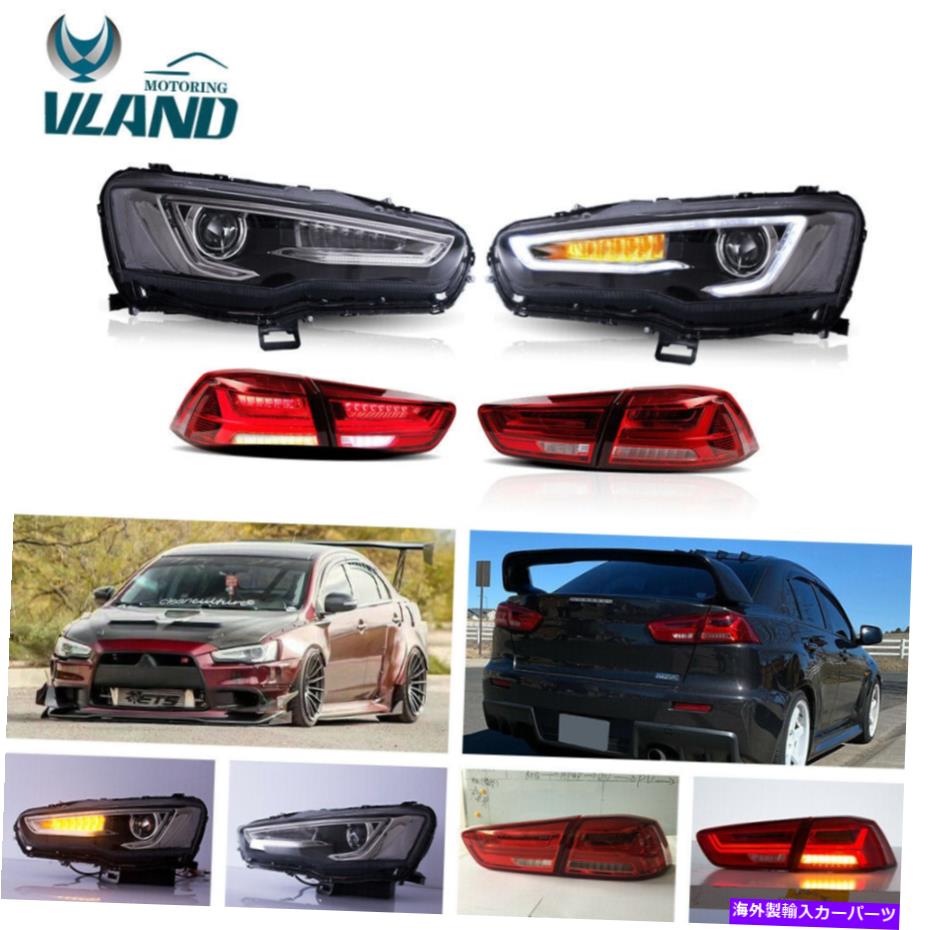 USテールライト 三菱ランサーのためのVlandデュアルビームヘッドライト＆レッドテールライトevo x 08-17 VLAND Dual Beam Headlights & Red Tail Lights For Mitsubishi Lancer | EVO X 08-17【並行輸入品】｜Us Custom Parts Shop USDM