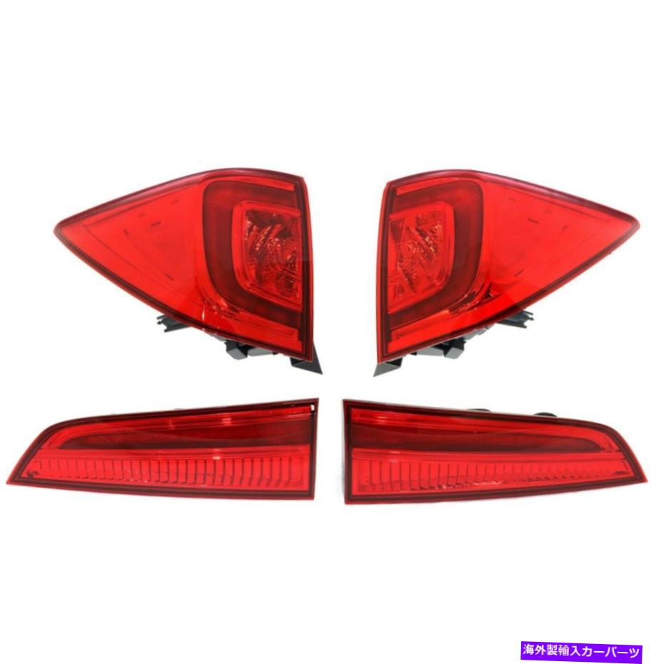 USテールライト テールライトランプホンダパイロット用LH＆RH内の4つの左右のセット16-18 Tail Lights Lamps Set of 4 Left-and-Right Inside LH & RH for Honda Pilot 16-18【並行輸入品】