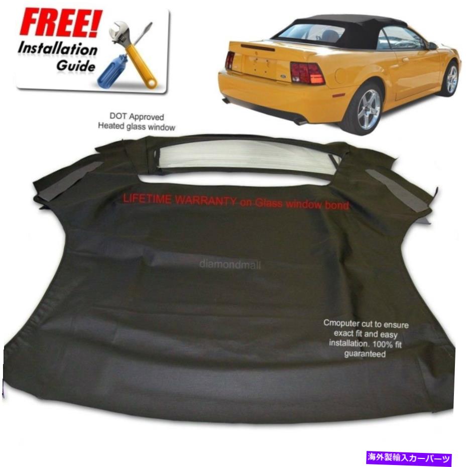 Soft Top フォードマスタングコンバーチブルソフトトップ＆加熱ガラスウィンドウブラックセーリクロス1994-04 Ford Mustang Convertible Soft Top & Heated Glass Window Black Sailcloth 1994-04【並行輸入品】