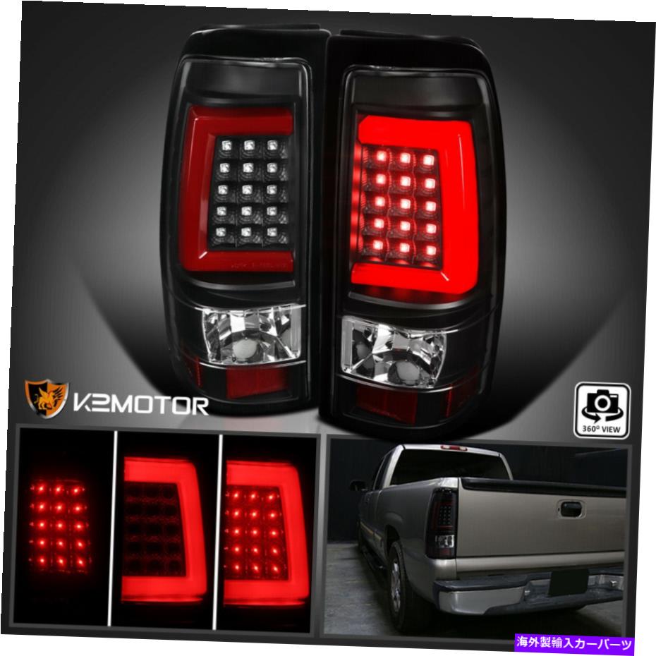 USテールライト 1999年から2002年のシボリーSilverado GMCシエラ赤LEDバー黒テイルライトランプ For 1999-2002 Chevy Silverado GMC Sierra Red LED Bar Black Tail Lights Lamps【並行輸入品】